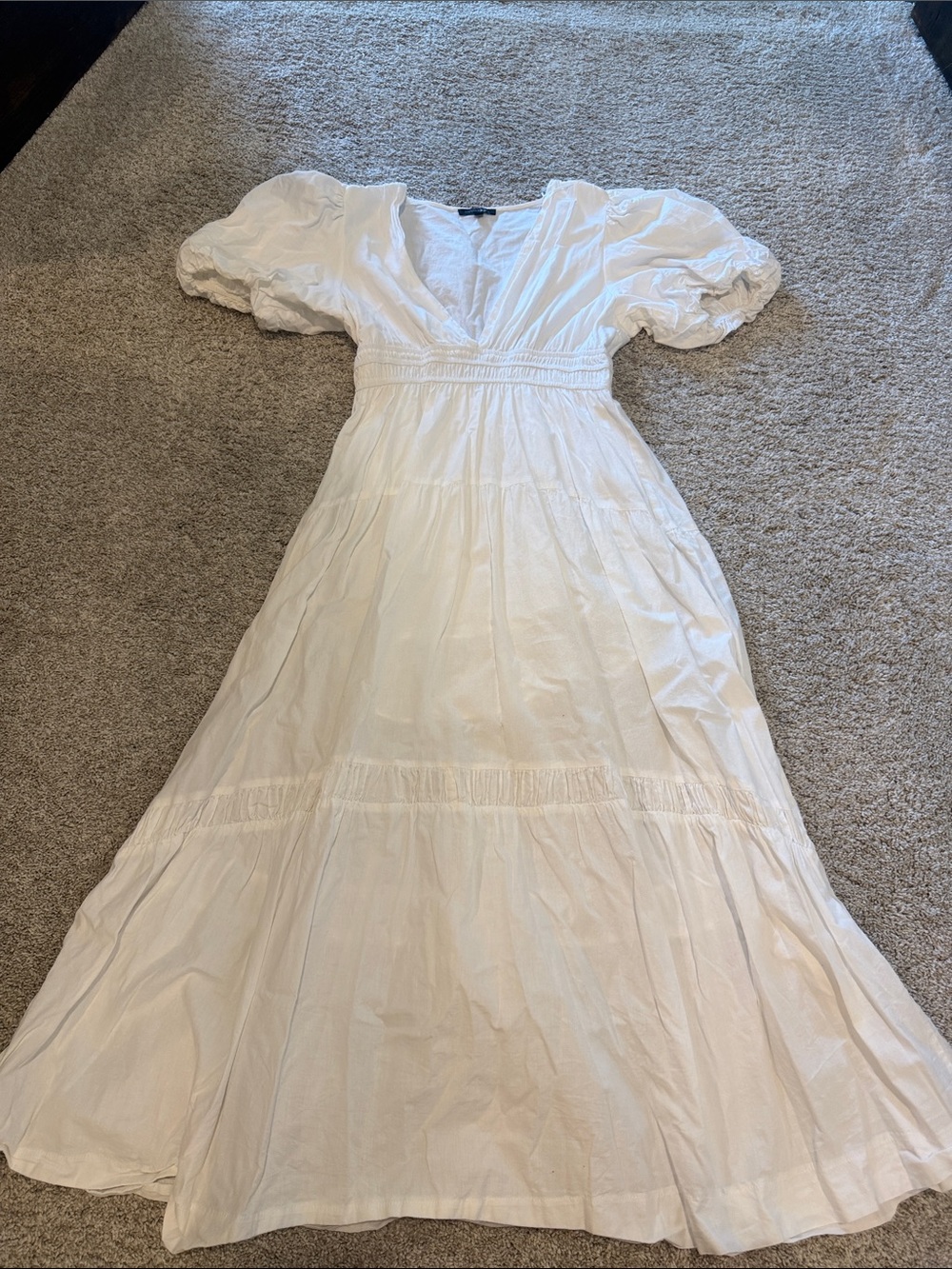 Papermoon White Puff-Sleeve Maxi Dress